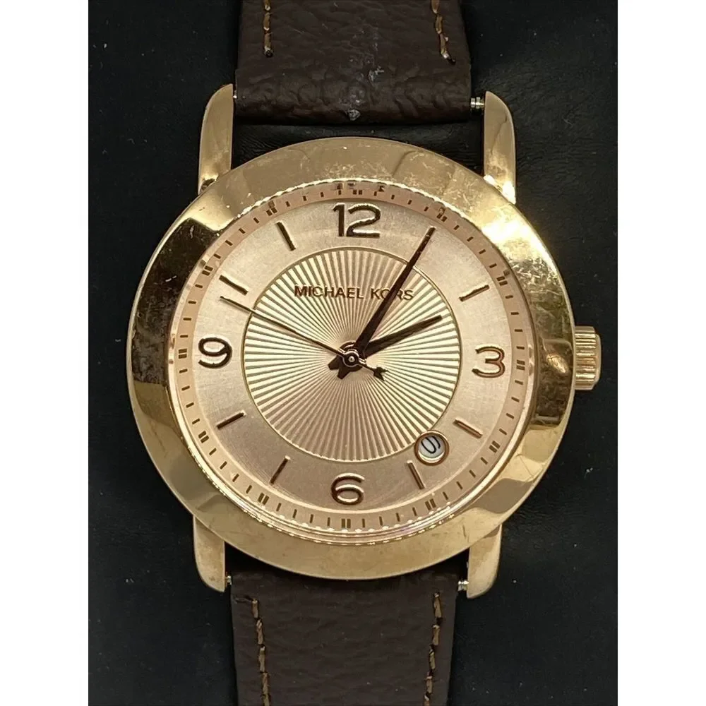 Michael Kors MK3486 Women's Brown Leather Analog Dial Quartz Wrist Watch KS555